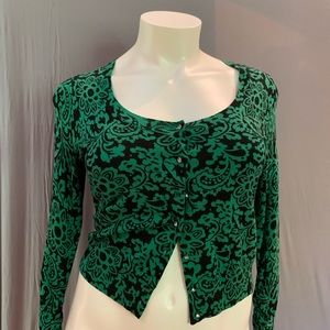 INC Cardigan, Button down; Emerald Green; Stretch